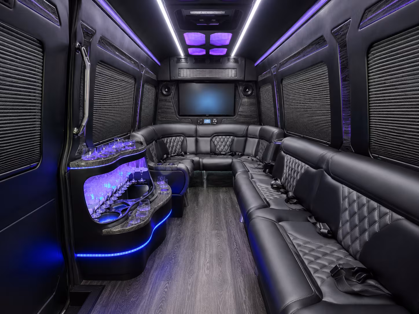 palmdale 28 passenger party bus interior